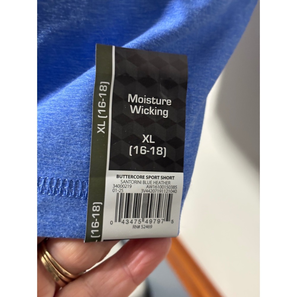 Athletic Works 2-Piece Set Women XL Blue Heather Tee Shorts Moisture Wicking NEW - Picture 8 of 14